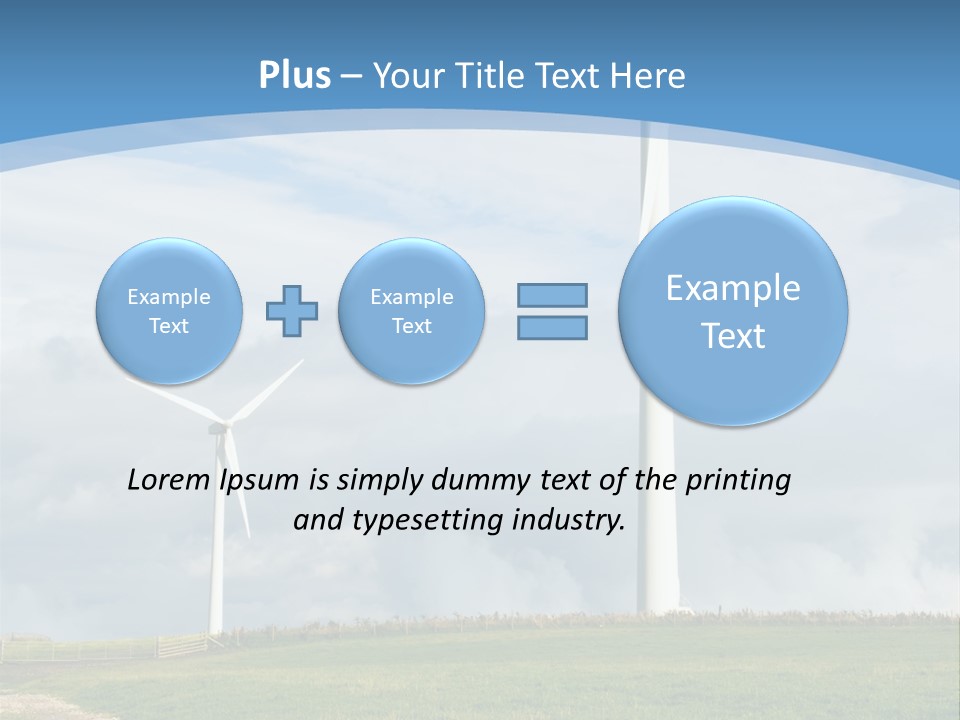 Beautiful Green Meadow With Wind Turbines Generating Electricity PowerPoint Template