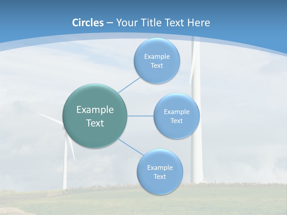 Beautiful Green Meadow With Wind Turbines Generating Electricity PowerPoint Template