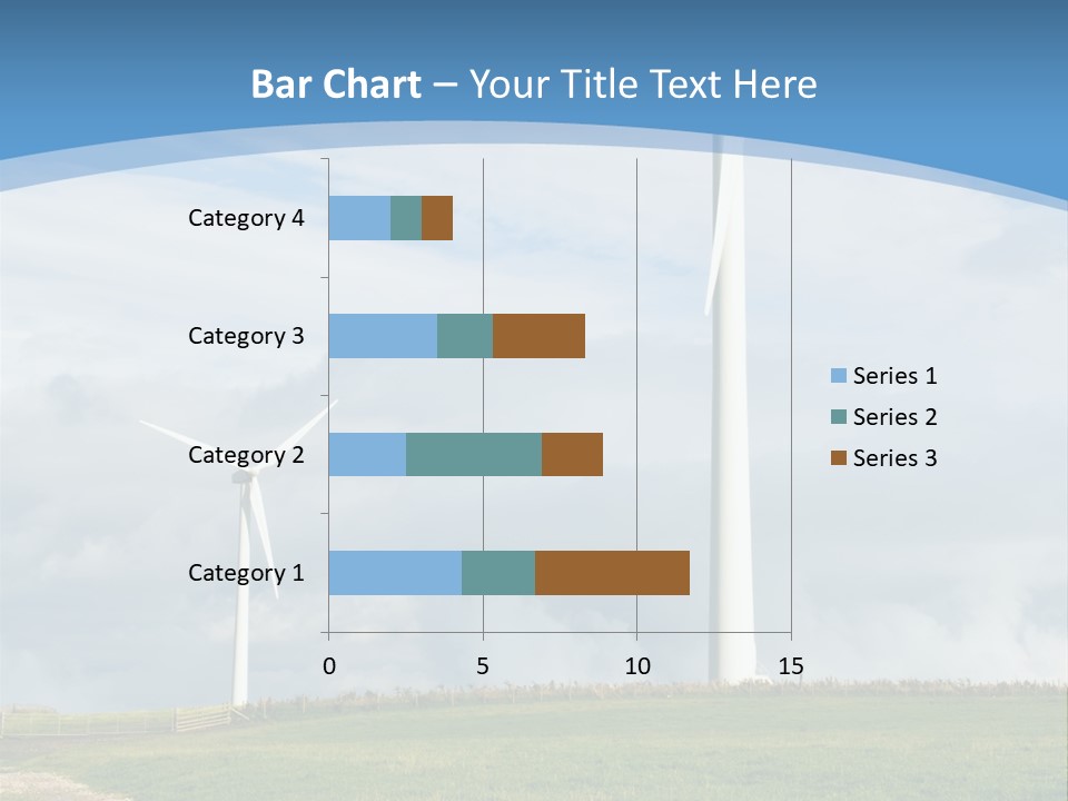 Beautiful Green Meadow With Wind Turbines Generating Electricity PowerPoint Template
