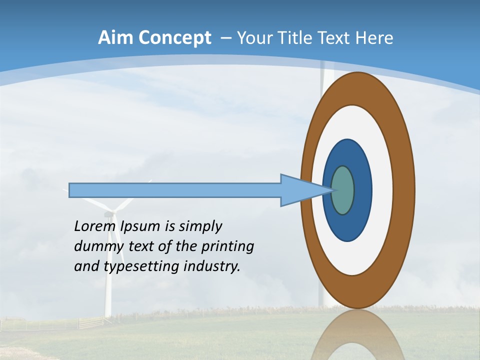 Beautiful Green Meadow With Wind Turbines Generating Electricity PowerPoint Template