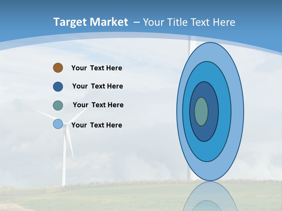 Beautiful Green Meadow With Wind Turbines Generating Electricity PowerPoint Template