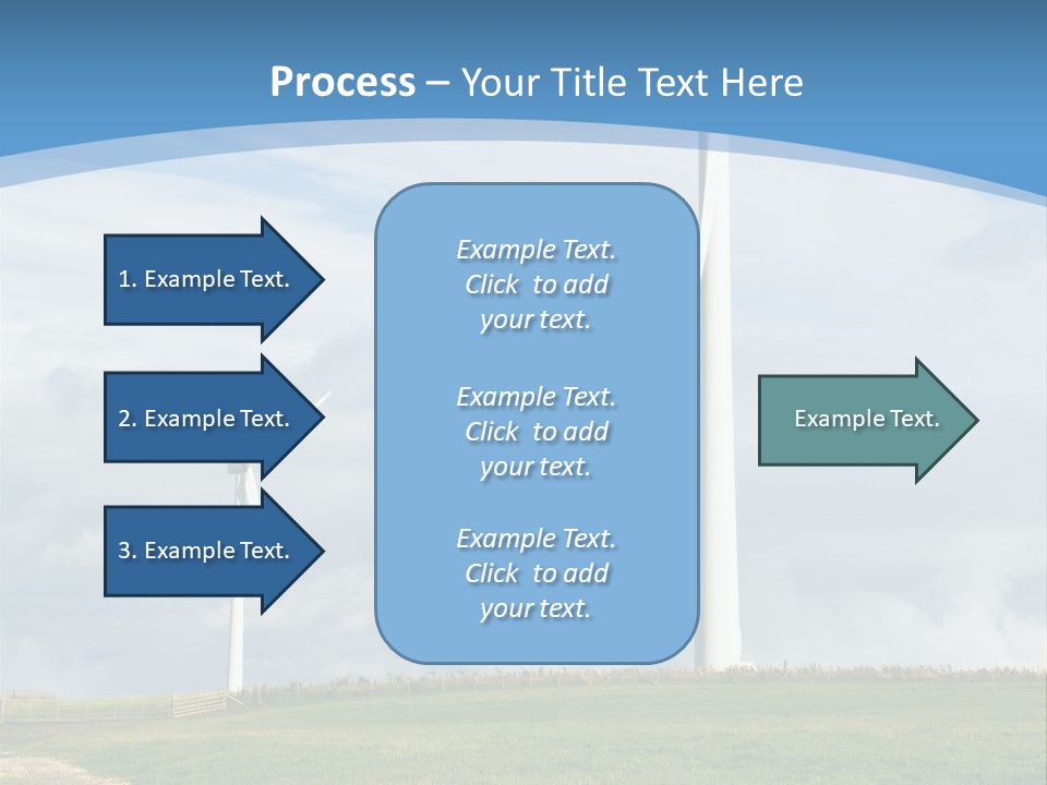 Beautiful Green Meadow With Wind Turbines Generating Electricity PowerPoint Template