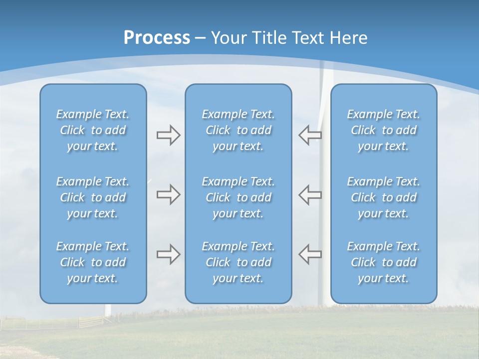 Beautiful Green Meadow With Wind Turbines Generating Electricity PowerPoint Template
