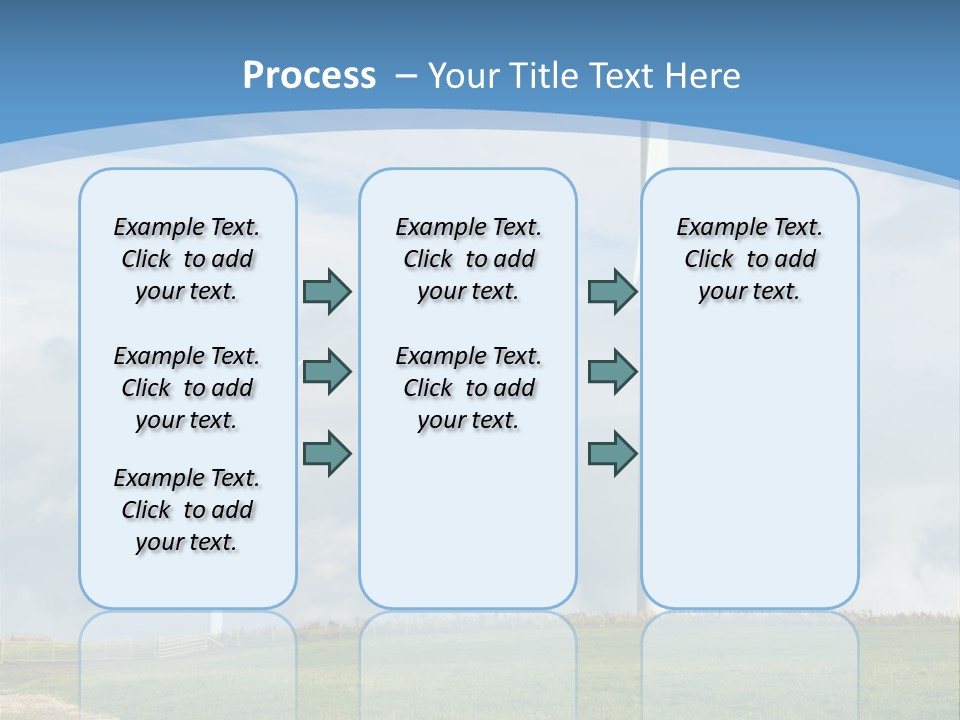 Beautiful Green Meadow With Wind Turbines Generating Electricity PowerPoint Template