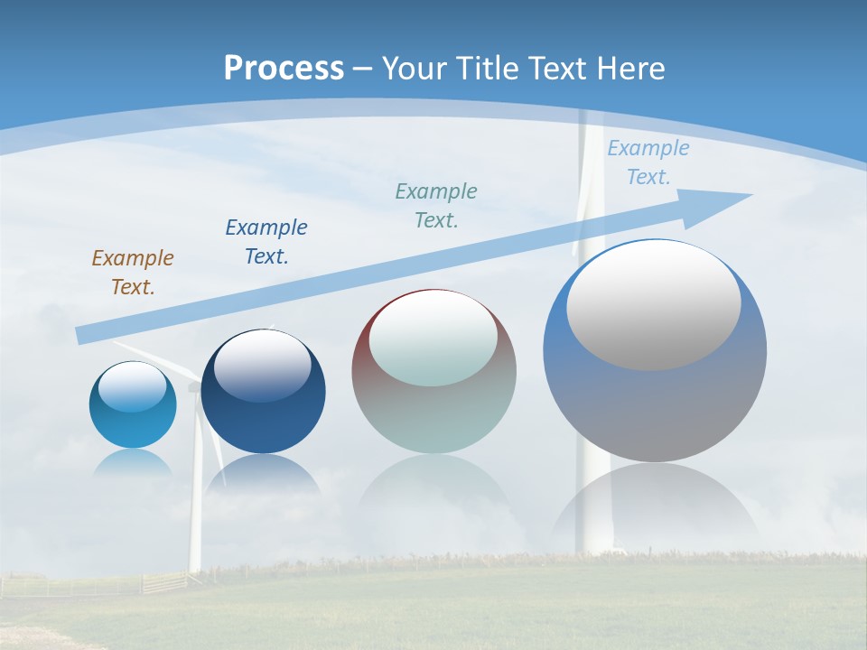 Beautiful Green Meadow With Wind Turbines Generating Electricity PowerPoint Template