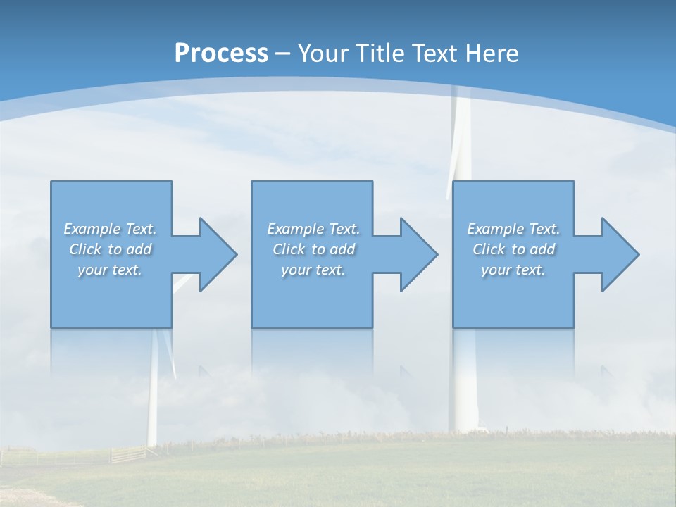 Beautiful Green Meadow With Wind Turbines Generating Electricity PowerPoint Template