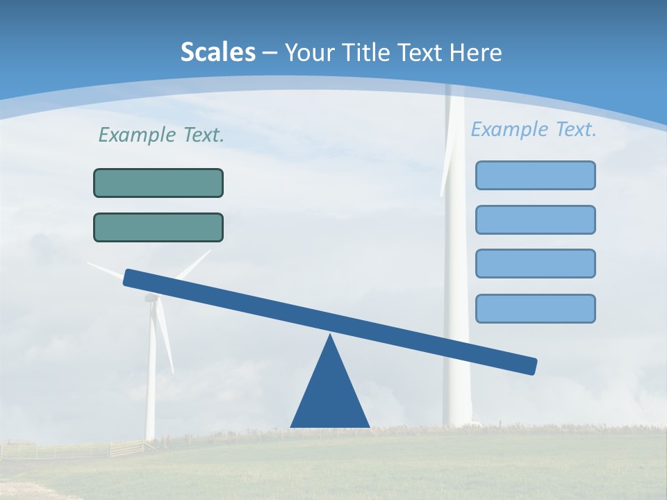 Beautiful Green Meadow With Wind Turbines Generating Electricity PowerPoint Template