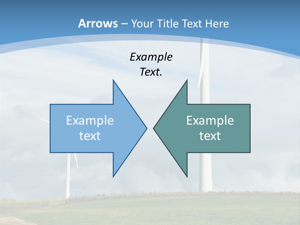 Beautiful Green Meadow With Wind Turbines Generating Electricity PowerPoint Template