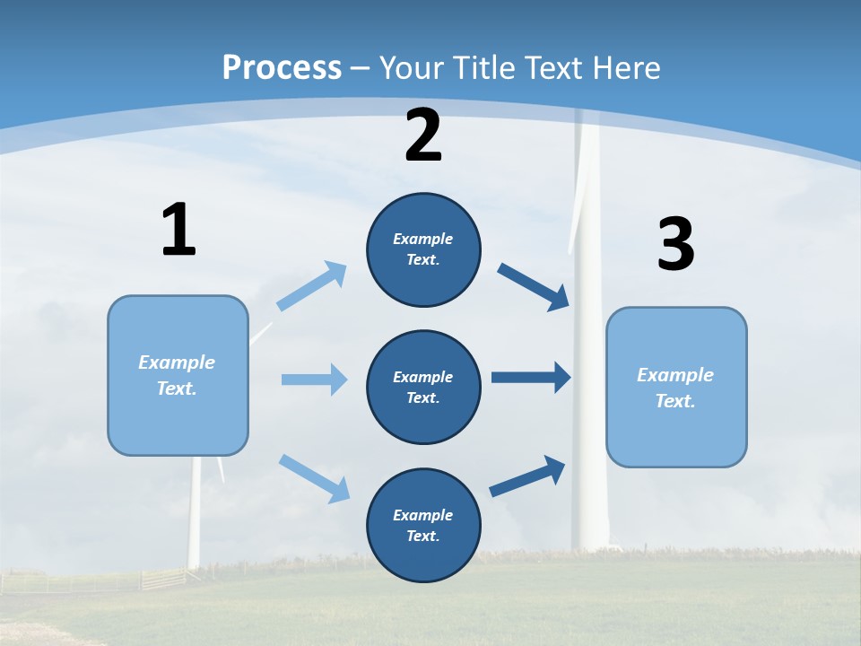 Beautiful Green Meadow With Wind Turbines Generating Electricity PowerPoint Template
