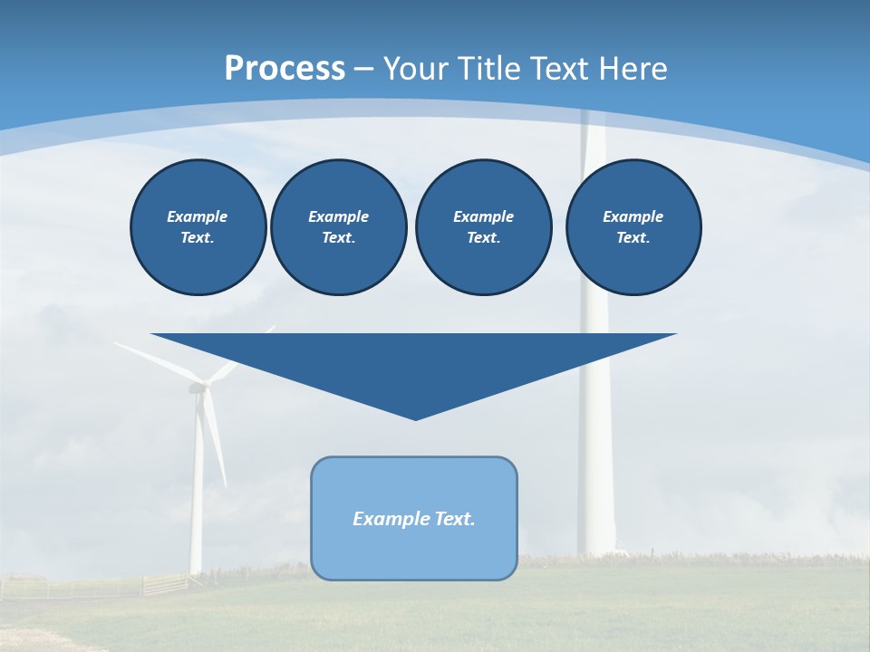 Beautiful Green Meadow With Wind Turbines Generating Electricity PowerPoint Template