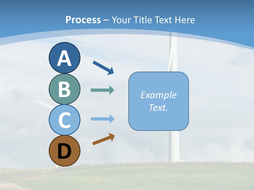 Beautiful Green Meadow With Wind Turbines Generating Electricity PowerPoint Template