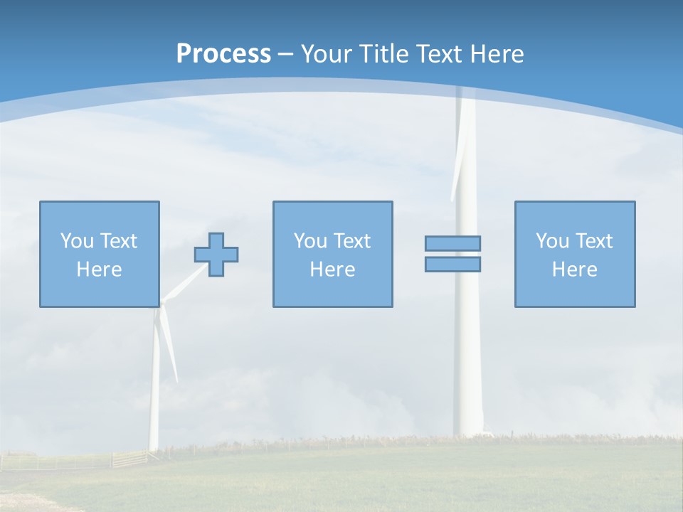 Beautiful Green Meadow With Wind Turbines Generating Electricity PowerPoint Template