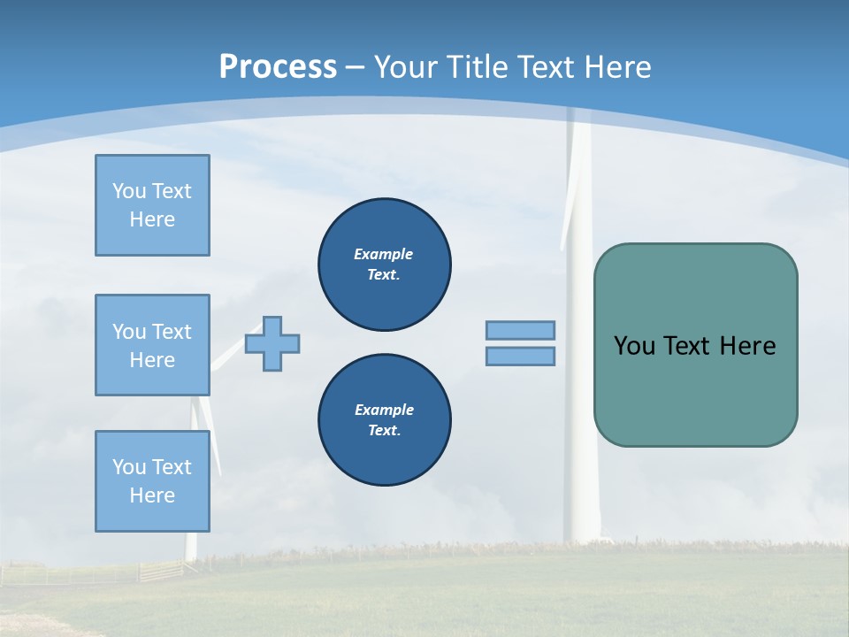 Beautiful Green Meadow With Wind Turbines Generating Electricity PowerPoint Template
