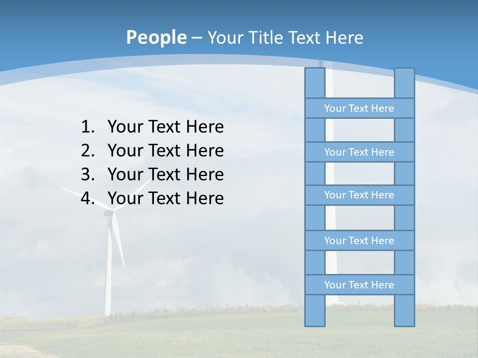 Beautiful Green Meadow With Wind Turbines Generating Electricity PowerPoint Template