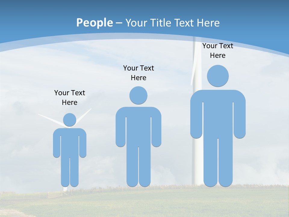 Beautiful Green Meadow With Wind Turbines Generating Electricity PowerPoint Template