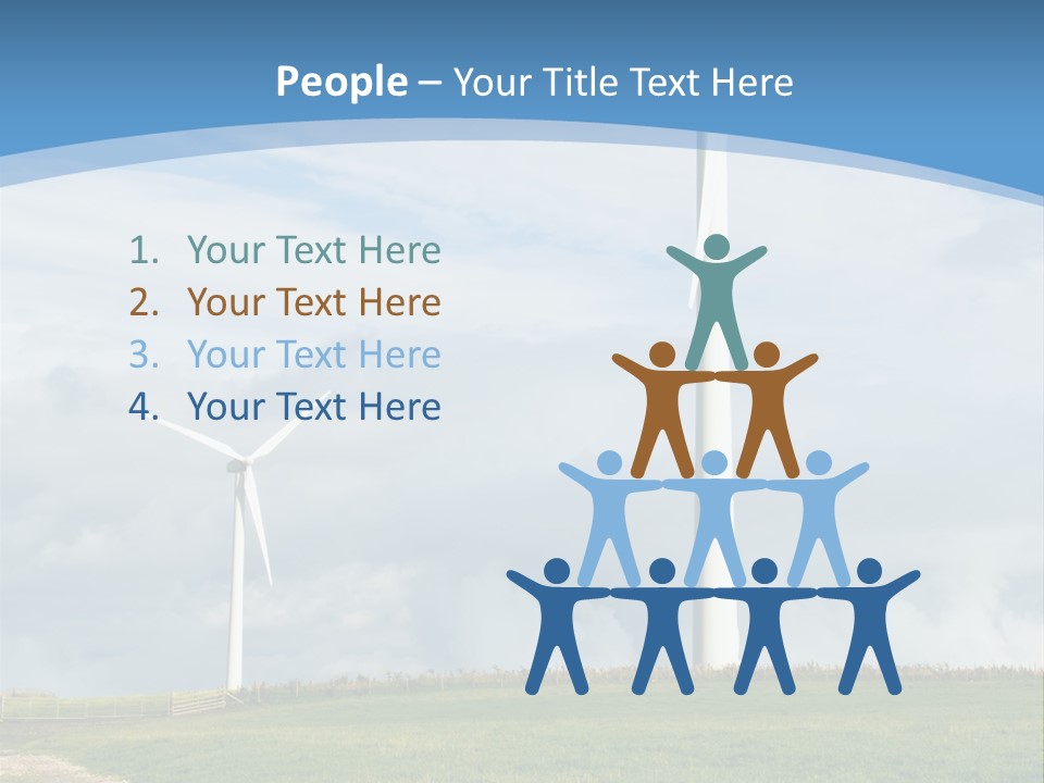 Beautiful Green Meadow With Wind Turbines Generating Electricity PowerPoint Template