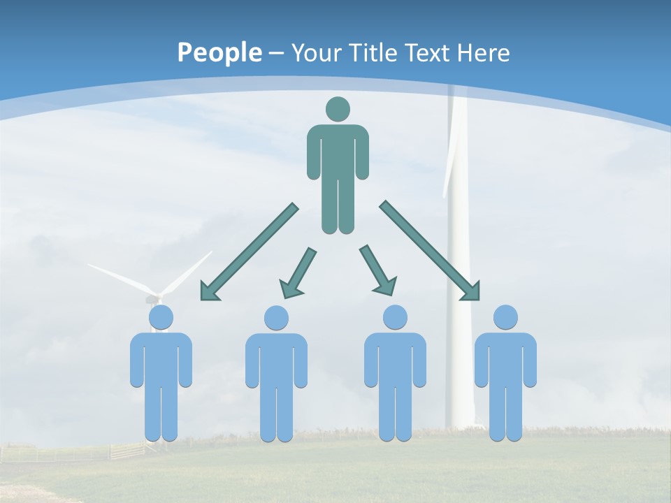 Beautiful Green Meadow With Wind Turbines Generating Electricity PowerPoint Template