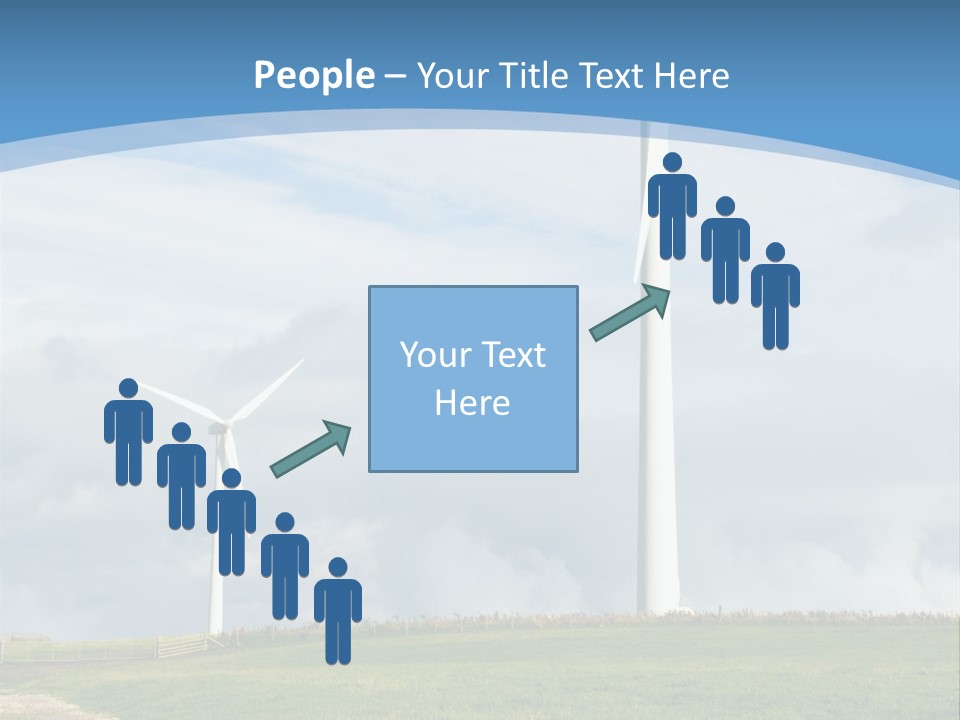 Beautiful Green Meadow With Wind Turbines Generating Electricity PowerPoint Template