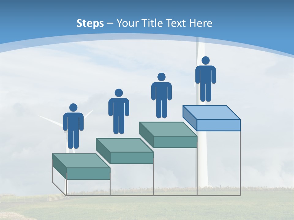 Beautiful Green Meadow With Wind Turbines Generating Electricity PowerPoint Template