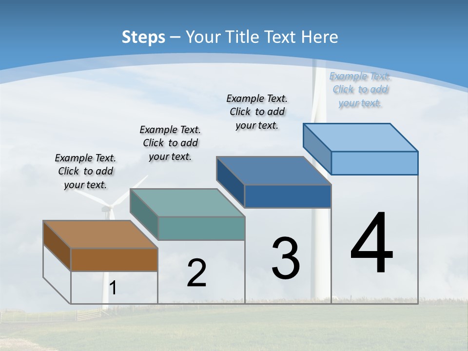 Beautiful Green Meadow With Wind Turbines Generating Electricity PowerPoint Template