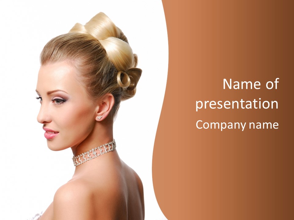 A Beautiful Woman With Blond Hair In A Bun PowerPoint Template