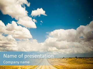 Vibrant Image Of Highway And Blue Sky PowerPoint Template