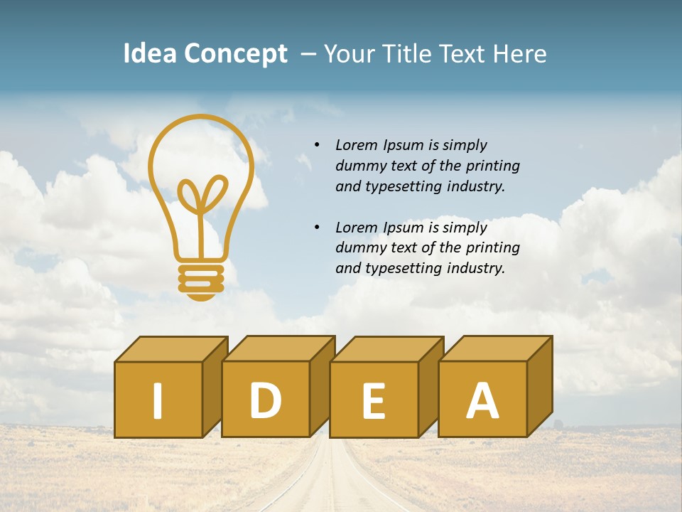 Vibrant Image Of Highway And Blue Sky PowerPoint Template