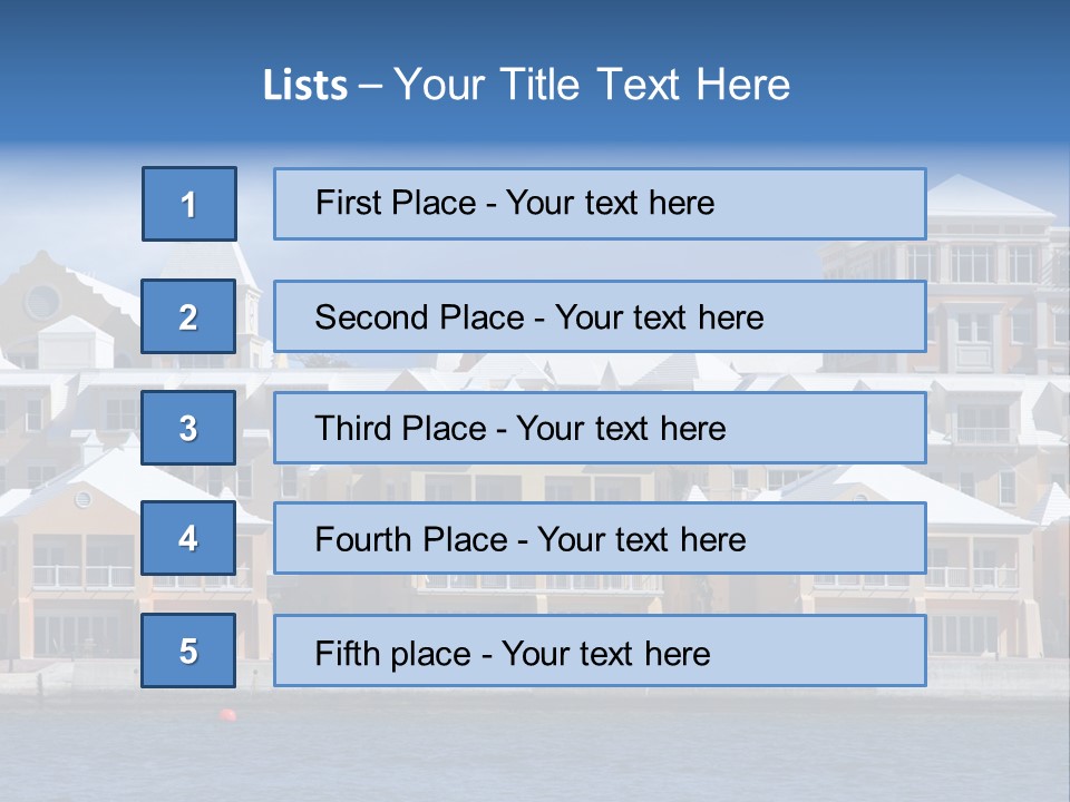 Bermudian Style Architecture In Condominiums Along The Waterfront In Hamilton. Bermuda. PowerPoint Template