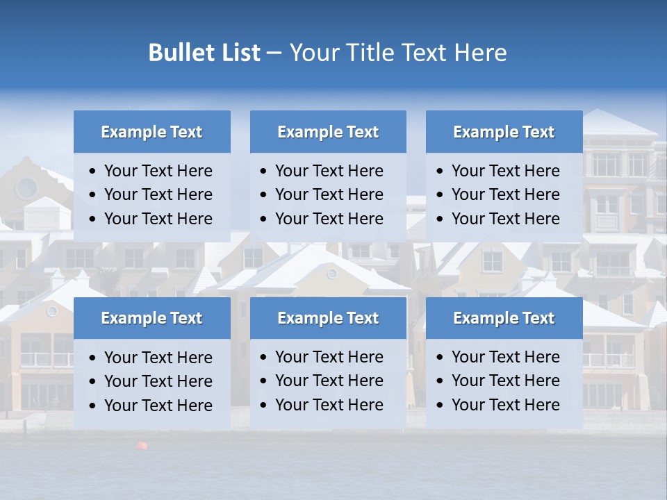 Bermudian Style Architecture In Condominiums Along The Waterfront In Hamilton. Bermuda. PowerPoint Template