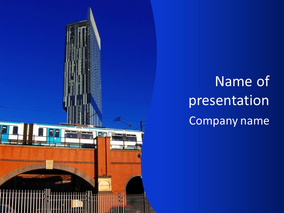 Tram In Manchester, Uk PowerPoint Template