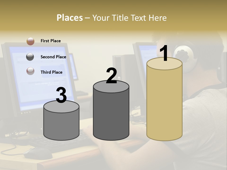 College Student Using Computer Lab. PowerPoint Template