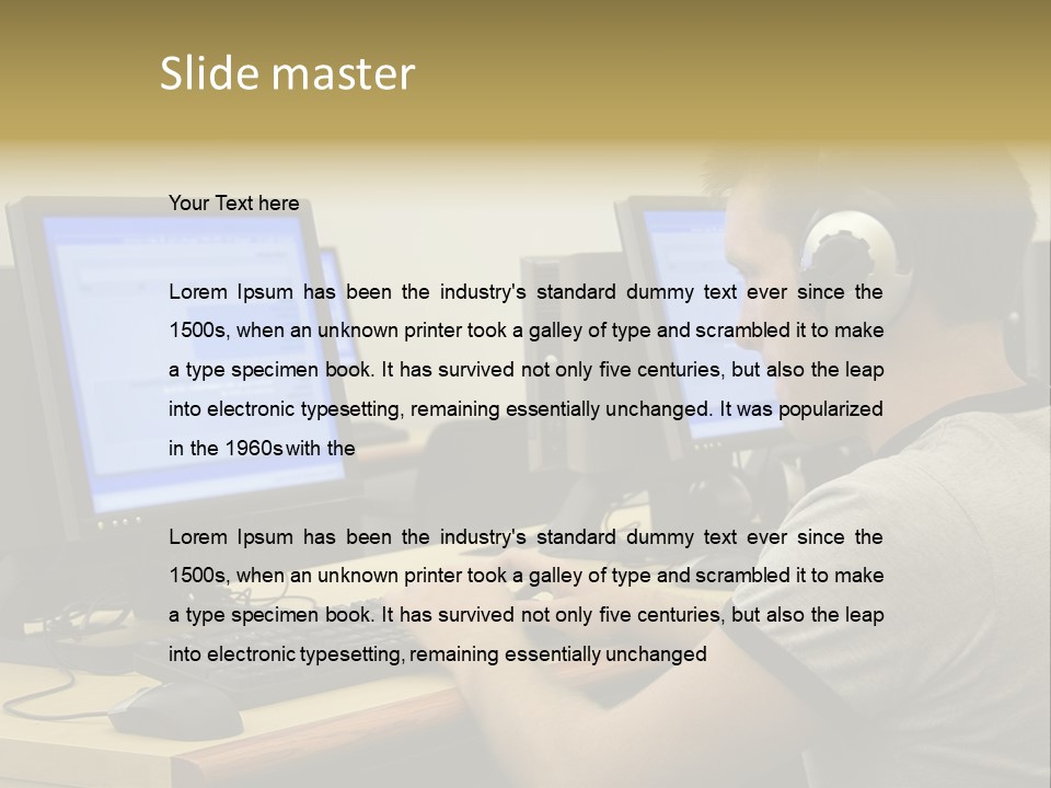 College Student Using Computer Lab. PowerPoint Template