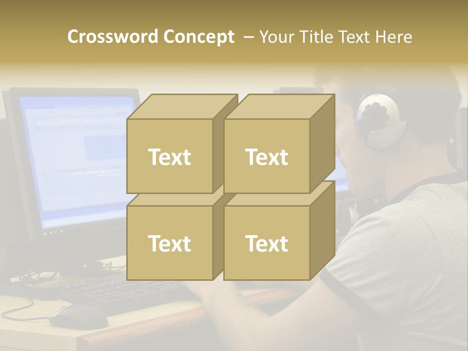 College Student Using Computer Lab. PowerPoint Template