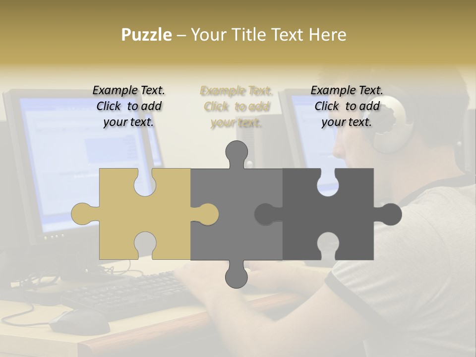 College Student Using Computer Lab. PowerPoint Template