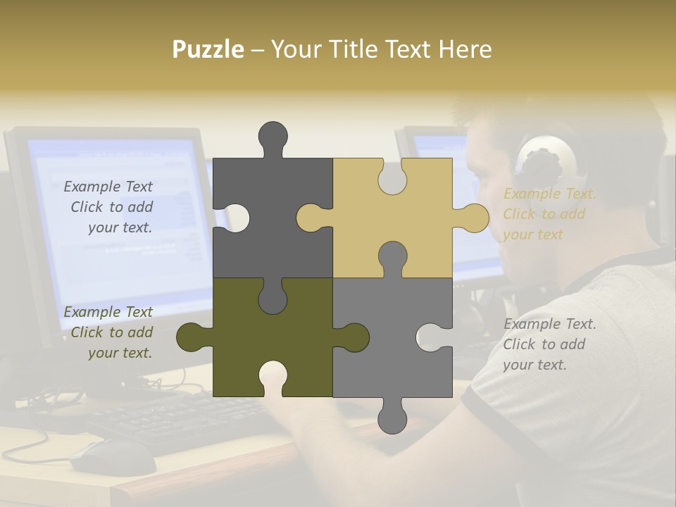 College Student Using Computer Lab. PowerPoint Template