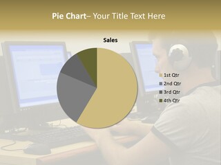 College Student Using Computer Lab. PowerPoint Template