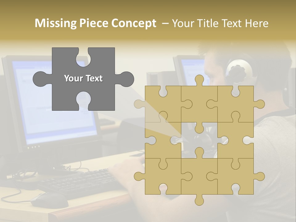 College Student Using Computer Lab. PowerPoint Template