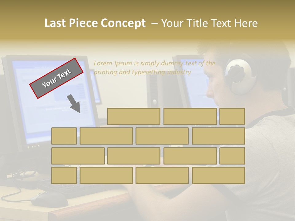 College Student Using Computer Lab. PowerPoint Template