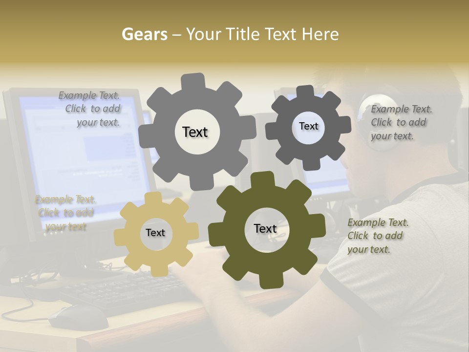 College Student Using Computer Lab. PowerPoint Template