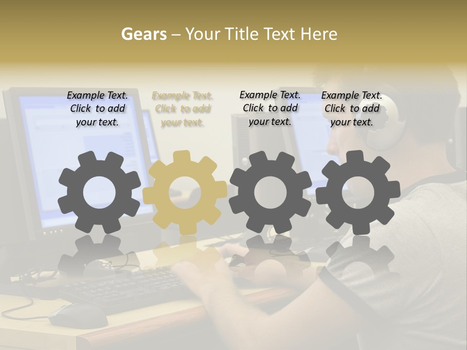 College Student Using Computer Lab. PowerPoint Template