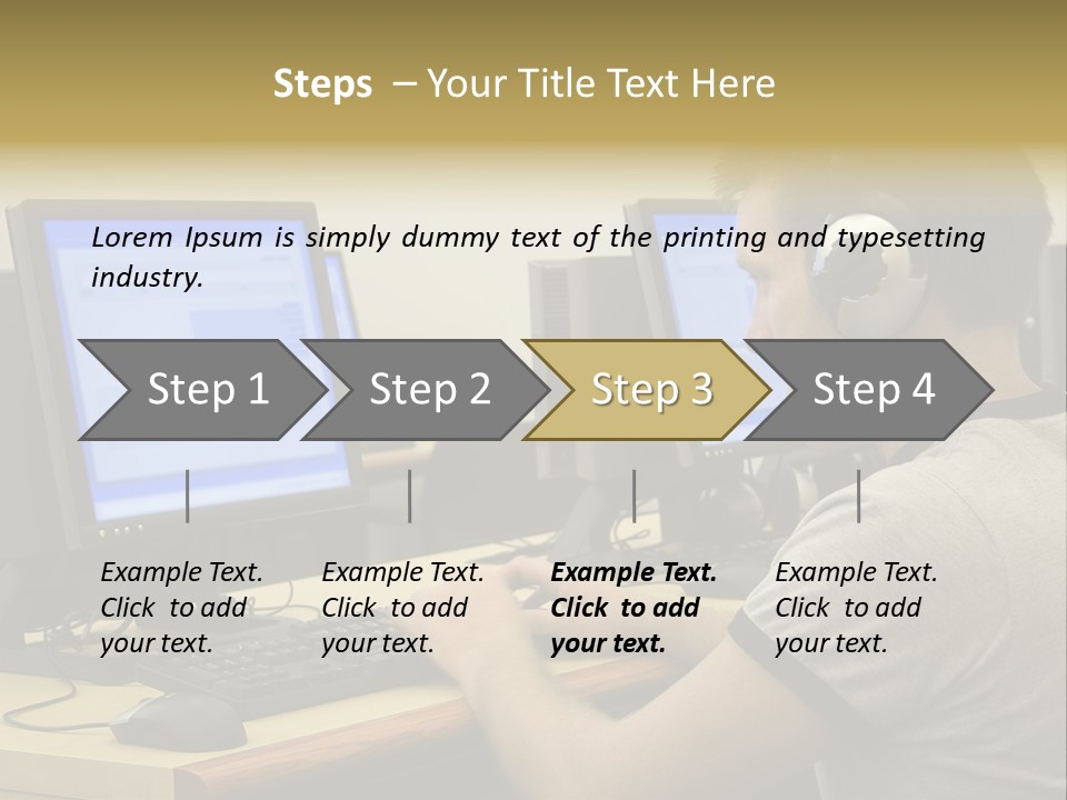 College Student Using Computer Lab. PowerPoint Template