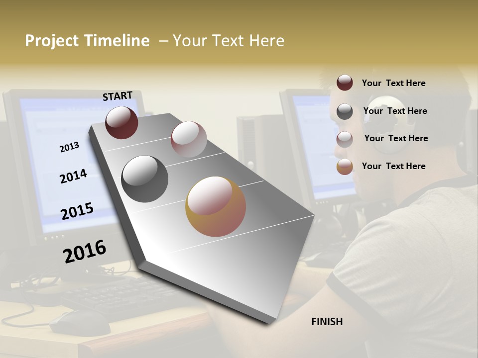 College Student Using Computer Lab. PowerPoint Template