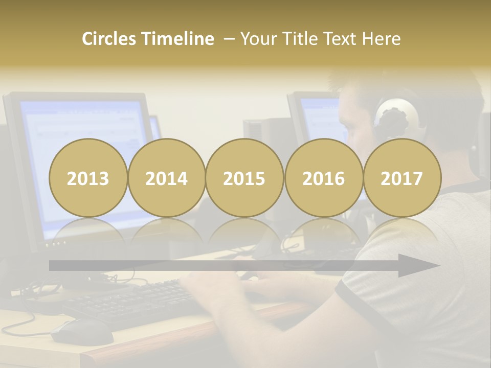 College Student Using Computer Lab. PowerPoint Template