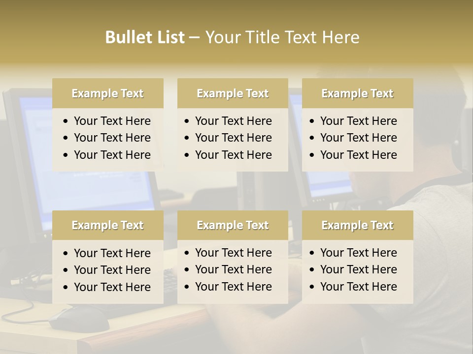 College Student Using Computer Lab. PowerPoint Template