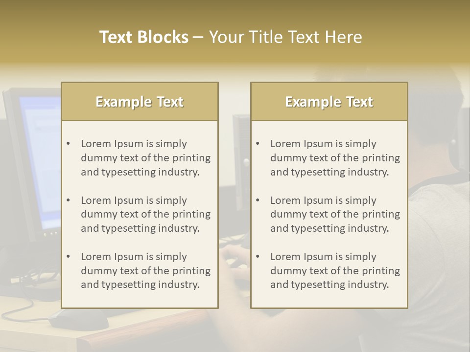 College Student Using Computer Lab. PowerPoint Template