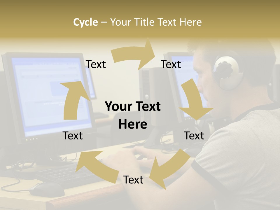College Student Using Computer Lab. PowerPoint Template