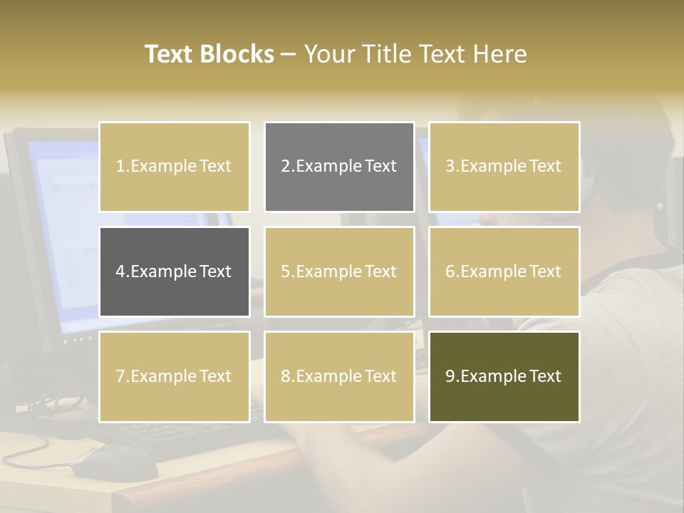 College Student Using Computer Lab. PowerPoint Template