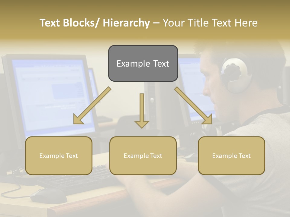 College Student Using Computer Lab. PowerPoint Template