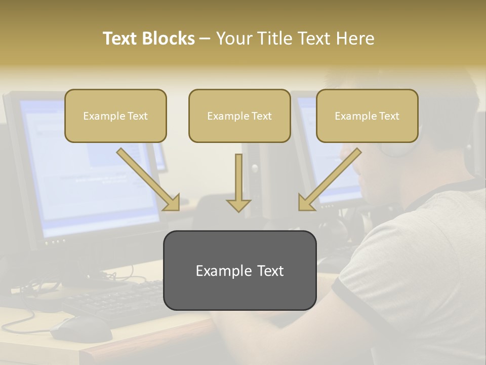 College Student Using Computer Lab. PowerPoint Template