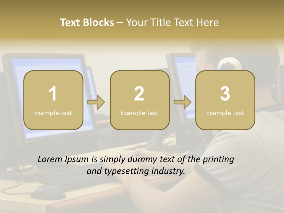 College Student Using Computer Lab. PowerPoint Template